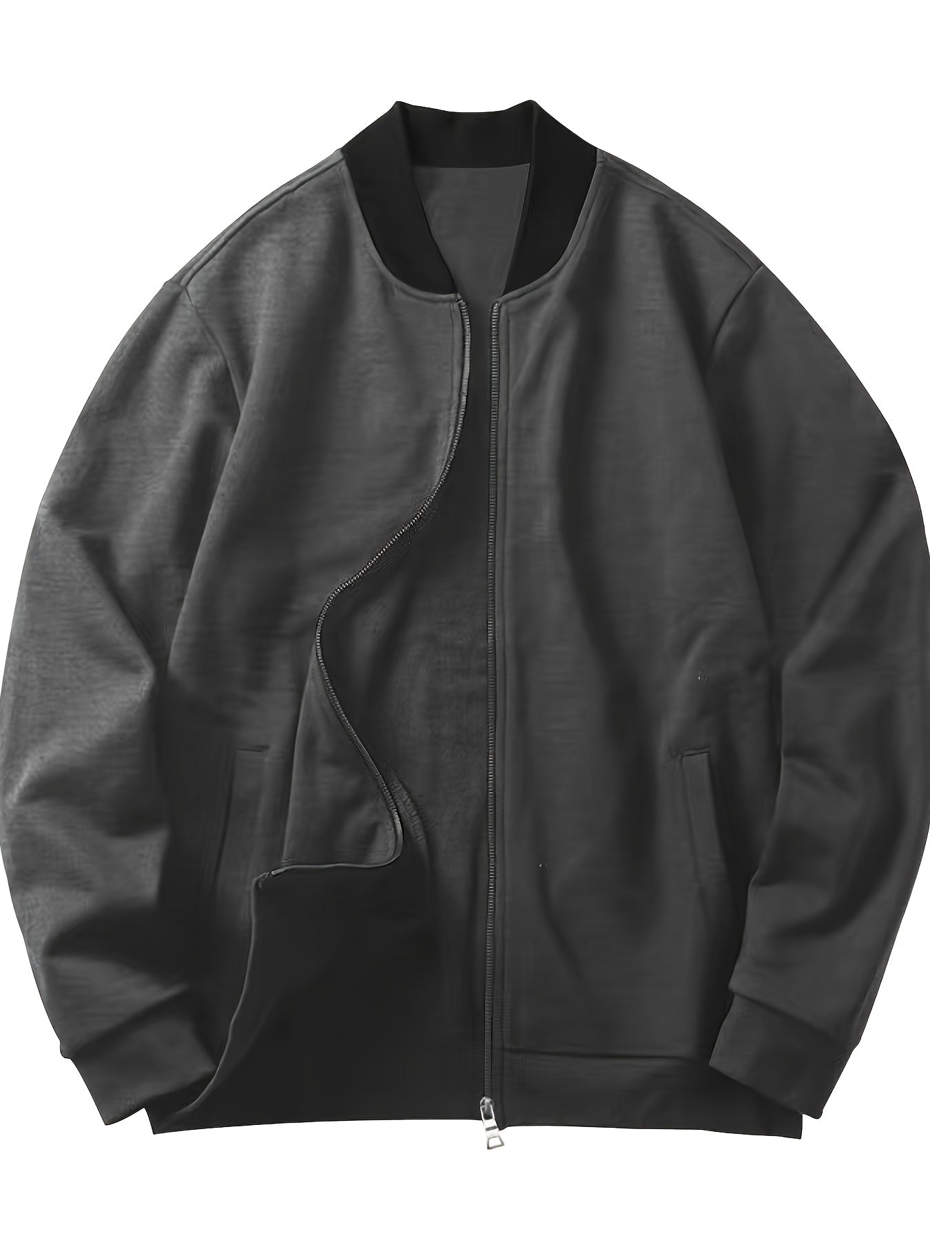 Men's Lightweight Stand Collar Jacket - Olive Green Softshell Zipper Jacket with Pockets, Regular Fit for Spring/Fall Hiking & Casual Outdoor Wear, Hiking Accessories