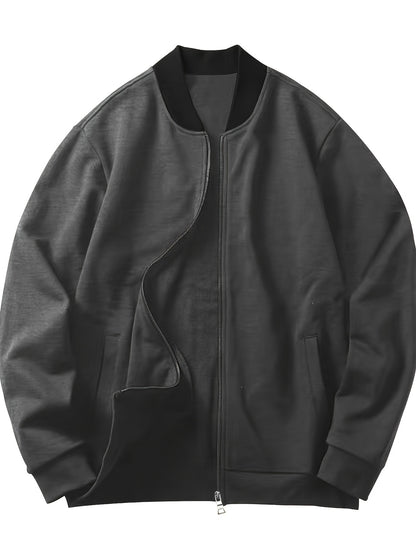 Men's Lightweight Stand Collar Jacket - Olive Green Softshell Zipper Jacket with Pockets, Regular Fit for Spring/Fall Hiking & Casual Outdoor Wear, Hiking Accessories