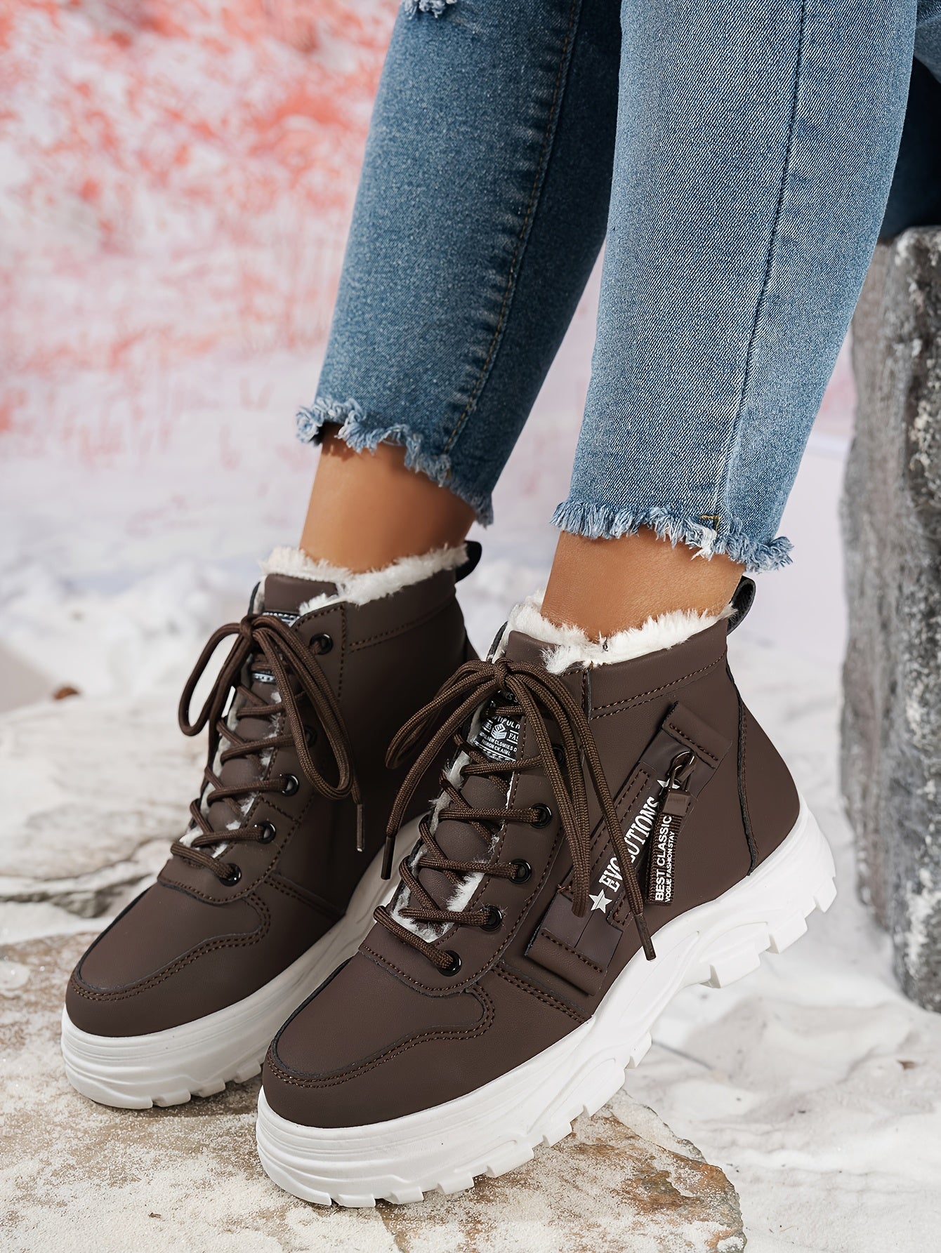 Women'S Winter Snow Boots - Warm Lined, Non-Slip, High-Top Outdoor Casual Shoes with Ribbed Cushioning, Black, Perfect for Cold Weather Activities, Winter Footwear | Stylish Winter Boots | Durable Footwear