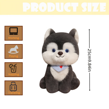 25cm/9.84in Cute Cartoon Husky Dog Plush Toy, Super Soft Stuffed Animal, Perfect Cuddly Gift for Boys and Girls, Birthday Party or Holiday Home Decor