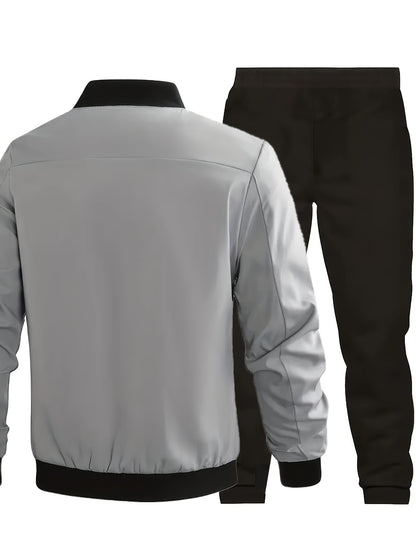 Star Blossom Men's Casual Sports Baseball Suit Pants Two-piece Set with Jacket and Trousers