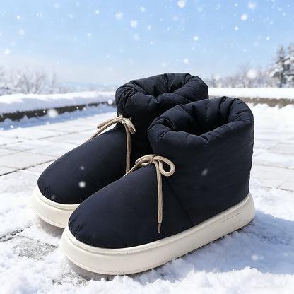 Men'S & Women'S Slip-On Snow Boots - Winter Warmth with Plush Lining, Soft Fabric Upper & Cushioned EVA Sole, Round Toe Short Ankle Boots for Indoor/Outdoor Use, Unisex Casual Footwear in Black/Gray/Navy Blue - All-Season Com