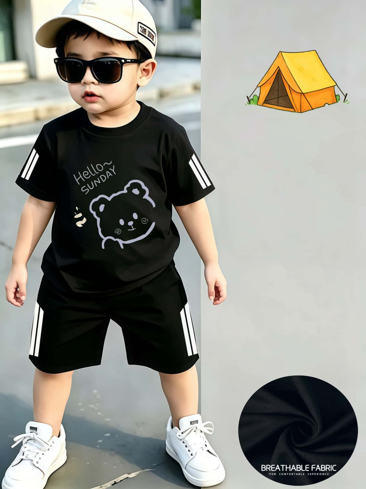 Casual Quick-Dry Two-Piece Bear Outfit for Baby Boys - ayq