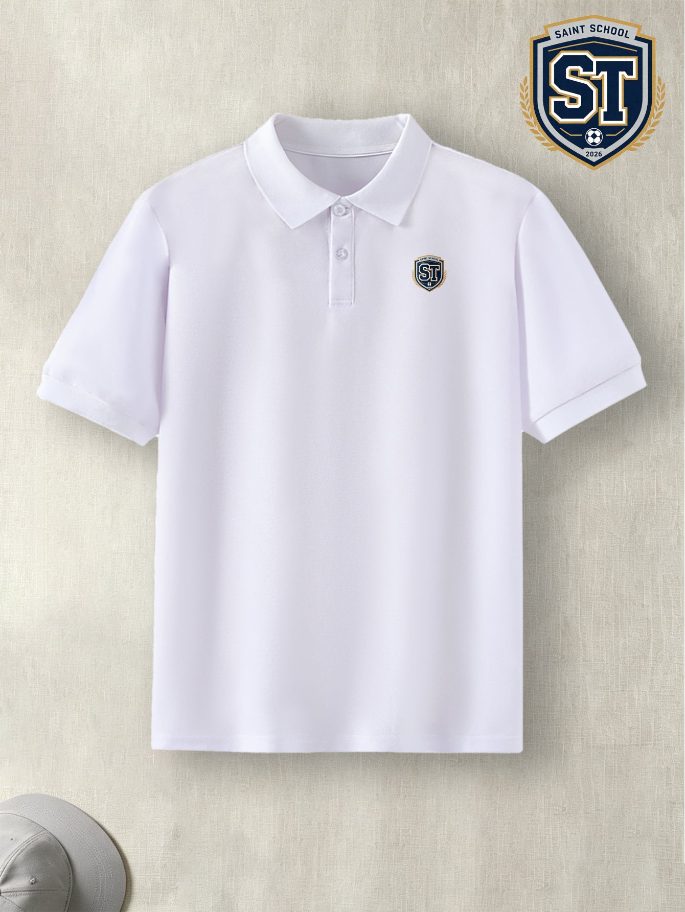 Youth Summer Polo Shirt with Soccer Crest Print for Teens