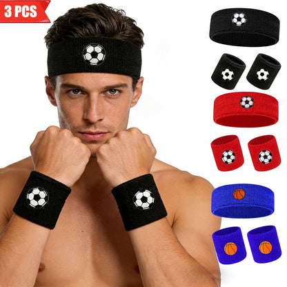 3pcs Breathable Headband and Wristband Set for Sports