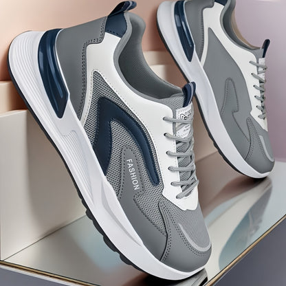 Men'S Plus Size Fashion Sneakers - Breathable Mesh Lace-Up Casual Shoes with Thick PVC Sole, Low-Top Design for All Seasons, Spring/Summer/Fall, Versatile Streetwear, Allseason Shoes | Minimalist Sneakers | Durable PVC Sol - ayq