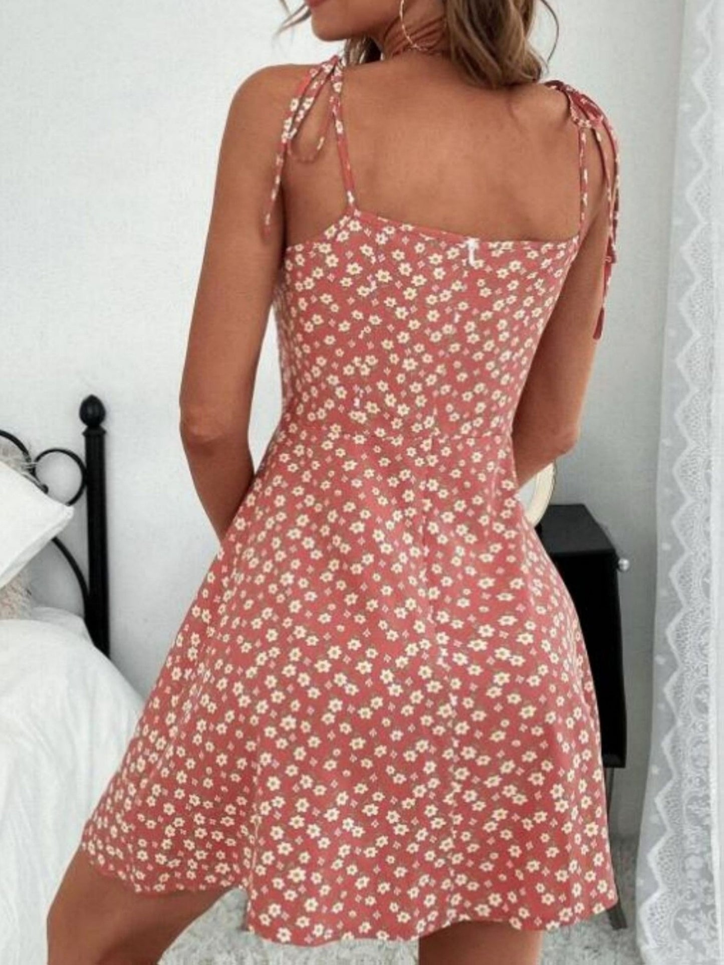 Women's Floral Print Cami Dress with Ruched Detail for Summer