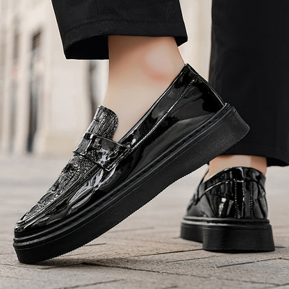Men's Black PU Leather Casual Business Lace-Up Shoes