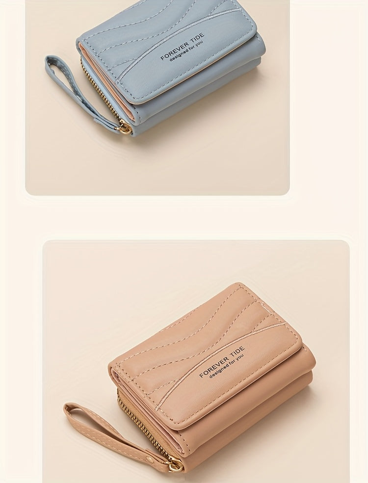 New Women's Fashion Minimalist Foldable Coin Purse with Clasp Design, Large Capacity, 6 Colors Available
