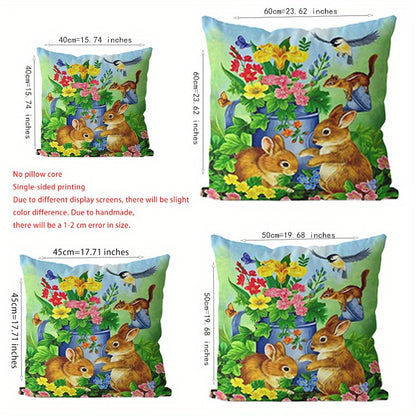 4pcs- Digital Print Single-Sided Polyester Pillowcase with Festive Designs (Pillow core not included) Holiday Decoration Home Decor Sofa Pillow Cover, Modern Sofa Square Decorative Cushion Cover Merry Christmas/Happy New Year