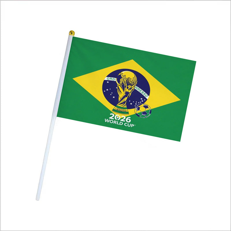 FIFA 2026 World Cup Handheld Flag with Trophy & Soccer Design