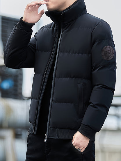 Men'S Stylish Tiger Head Jacket - Black, Red & White, Zip-Up, Stand Collar, Polyester, Casual Outdoor Wear, Casual Winter Wear | Stylish Jacket | Zippered Jacket
