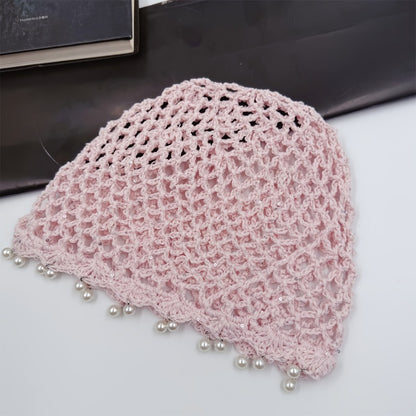 Lightweight Gray Crochet Hand-Hollow Brimless Hat for Women