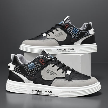 Men's Stylish Athletic Sneakers - Durable, Non-Slip, Thick Sole for Height Boost  Shock Absorption, Casual Campus Trend, Versatile Lace-Up Design