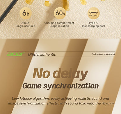 ACER TWS Wireless Earbuds with Deep Bass & Noise Cancellation, Long-Lasting Comfort, HIFI Sound, Touch Controls, Fast Delivery, Compatible with Phones/Tablets/Laptops, Ideal for Running, Music, Business, and More, Wireless Ea