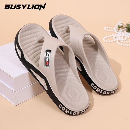 Men's Lightweight Fashion Sandals with Letter Print - Open Toe
