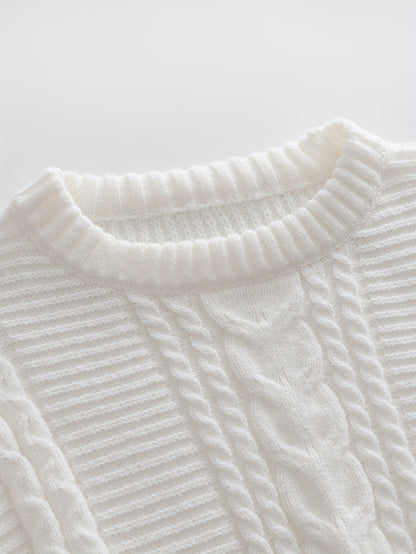 Men's Solid Color Ribbed Knit Sweater - High Elasticity Round Neck Long Sleeve, All-Season Comfort, Regular Fit Casual & Formal Wear, Easy Care Hand Wash/Dry Clean, Comfortable Fashion, Textured Fashion, Highelasticity Fabric