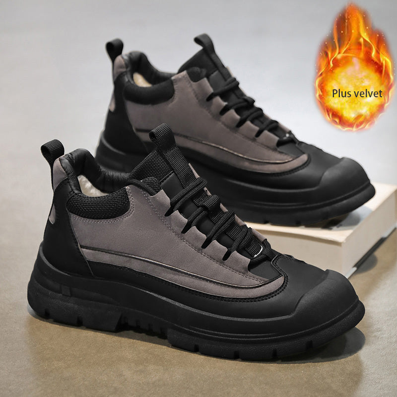 Men's Winter Casual Soft-Soled Lace-Up Shoes, Korean Style
