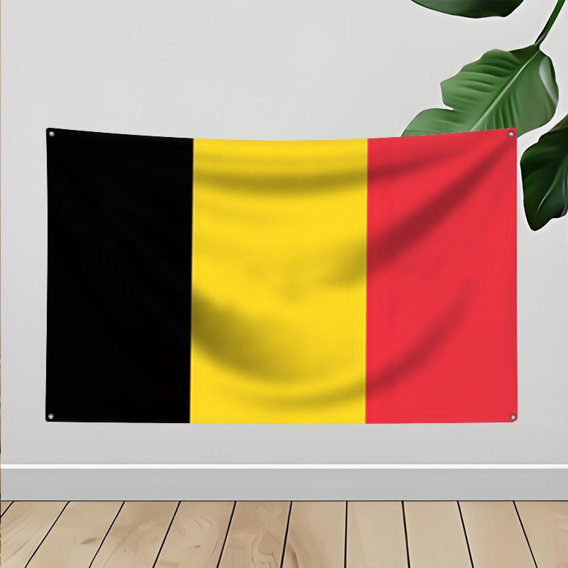 Belgian Flag Banner with 4 Rings for Football Events and Decor