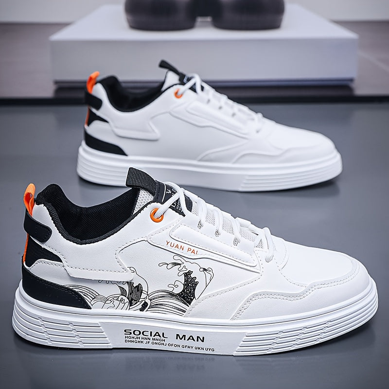Everyday Comfort, Men's Fashionable Low-Top Skate Shoes - Comfortable, Non-Slip Casual Lace-Up Sneakers with Stylish "SPORT" Motif, Durable PU Upper  PVC Sole, Perfect for Everyday  Outdoor Activities