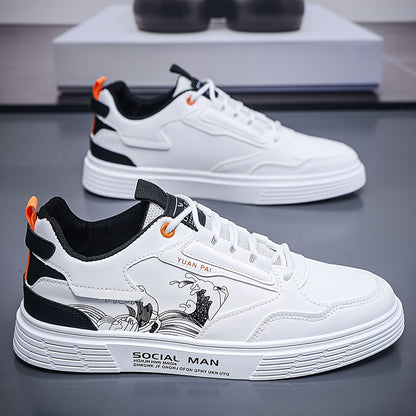 Everyday Comfort, Men's Fashionable Low-Top Skate Shoes - Comfortable, Non-Slip Casual Lace-Up Sneakers with Stylish "SPORT" Motif, Durable PU Upper  PVC Sole, Perfect for Everyday  Outdoor Activities