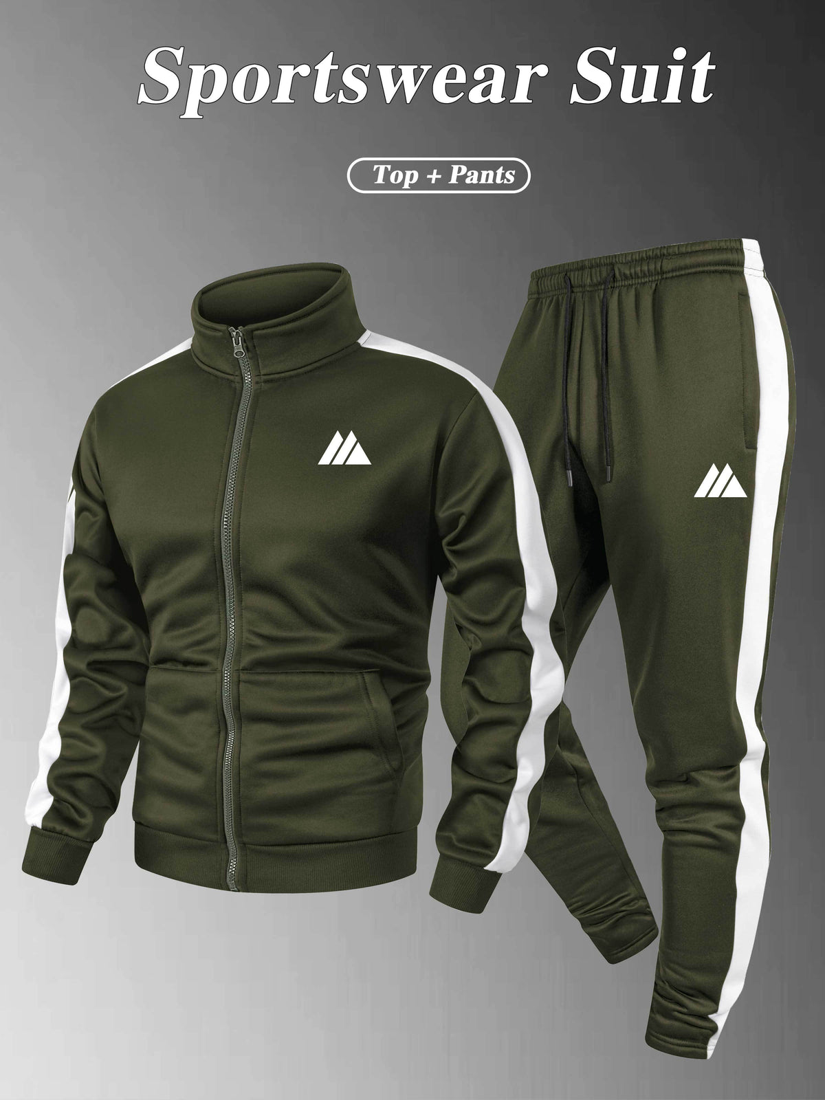 Men's Thickened Casual Sports Tracksuit Set with Zipper Jacket