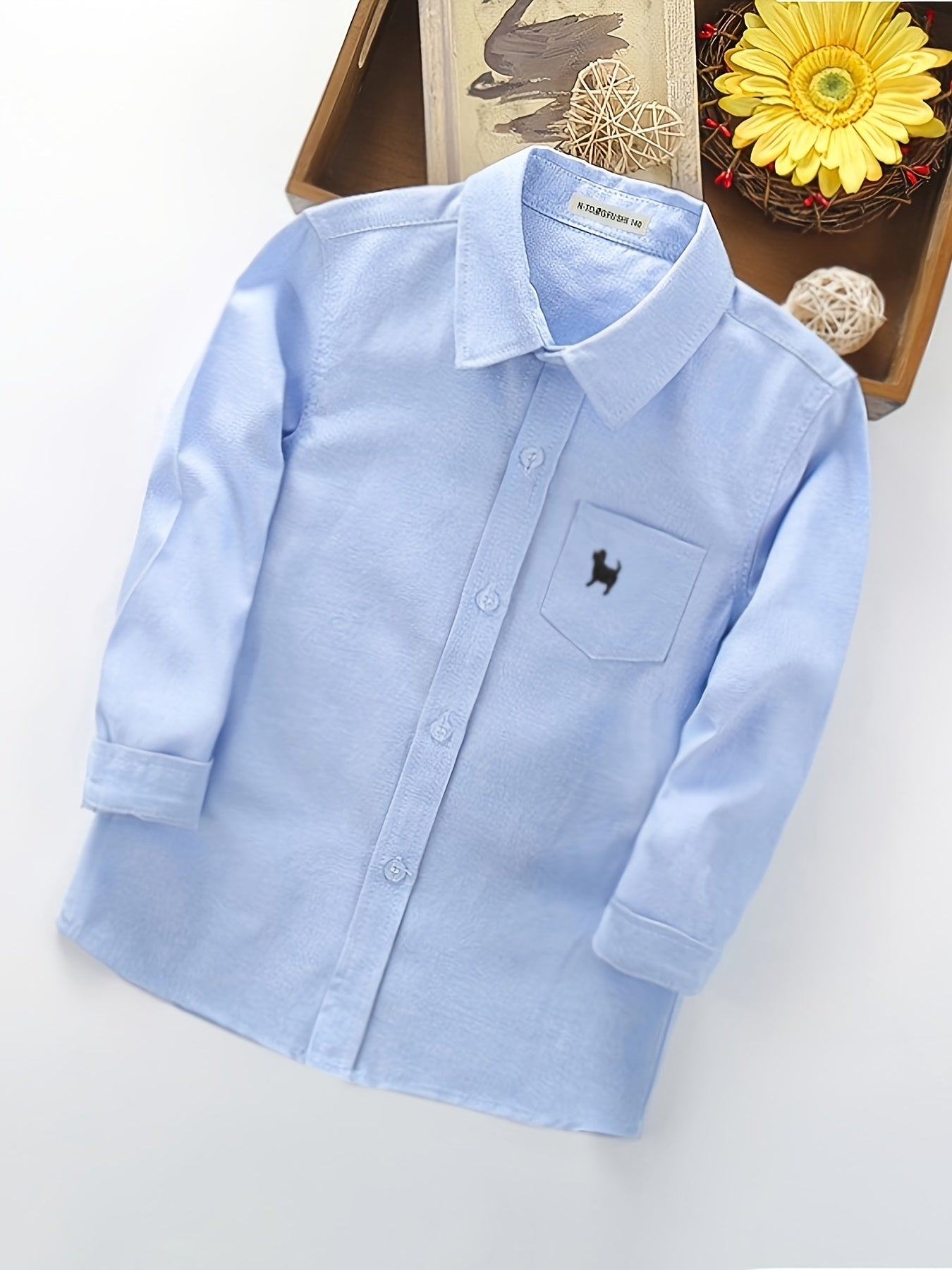 Boys' Preppy Long Sleeve Cotton Blend School Shirt