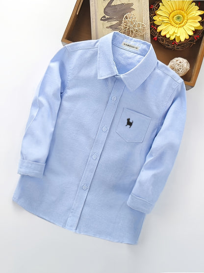 Boys' Preppy Long Sleeve Cotton Blend School Shirt