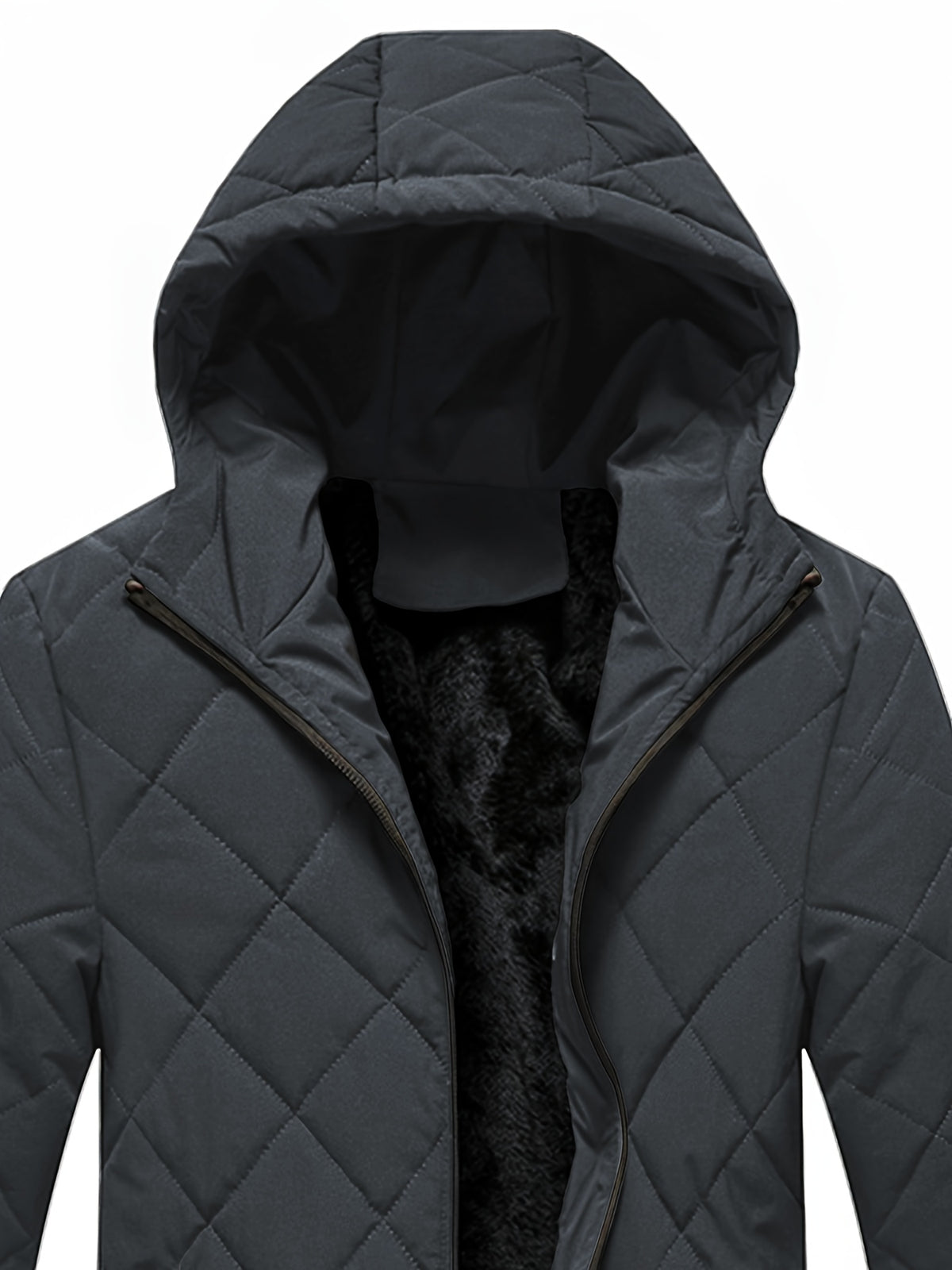 Men's Hooded Fleece-Lined Winter Jacket Casual Coat