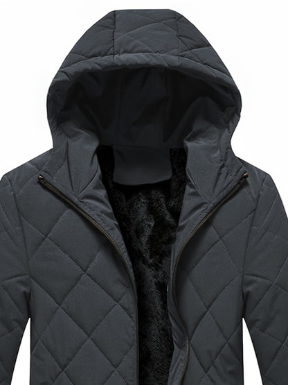 Men's Hooded Fleece-Lined Winter Jacket Casual Coat