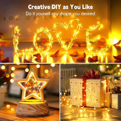 USB-Powered LED Fairy Lights with Remote Control - Copper Silvery Wire Garland for Weddings, Parties, Holidays, Birthdays, Halloween & Christmas Decor