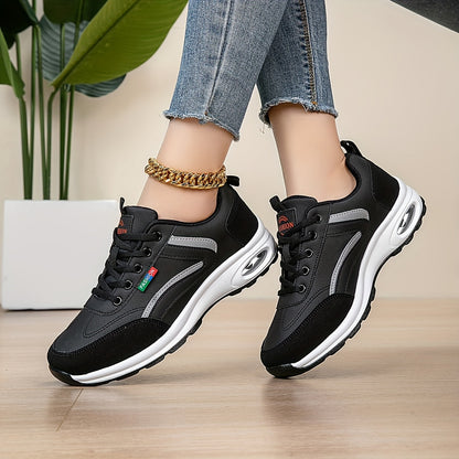 AOPLUS Women's Fashion Sneakers - Lightweight, Comfortable, and Breathable Low-Top Sneakers with Air Cushion Support, White  Blue Design, PU Cover Upper, Fabric Lining, All-Season Wear