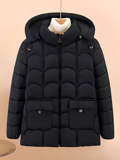 Women'S Elegant Winter Coat - Lightweight Thermal Jacket with Full-Zip Front, Long Sleeve Cold Weather Outerwear for Everyday & Formal Events - All-Season, Machine Washable Women'S Clothing, Ladies Winter Coats, Geometric Pat