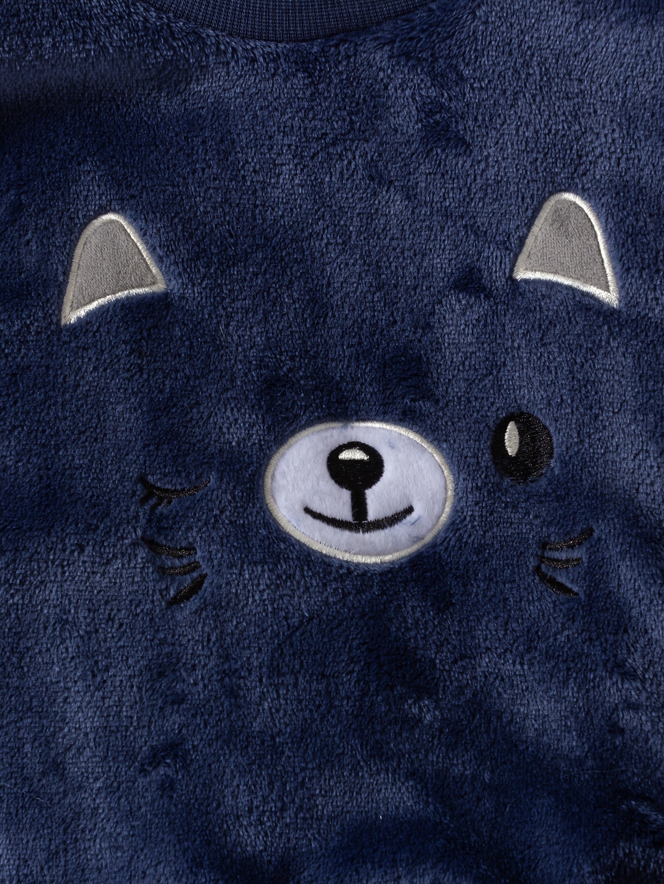 Boys' Casual Outfit with Embroidered Cartoon Bear Design - Long Sleeve Crew Neck Sweatshirt & Pants Set, Double-Sided Flannel, Perfect for Fall/Winter, Everyday Comfort, Everyday Comfort Wear|Playful Design|Double-Sided Flann