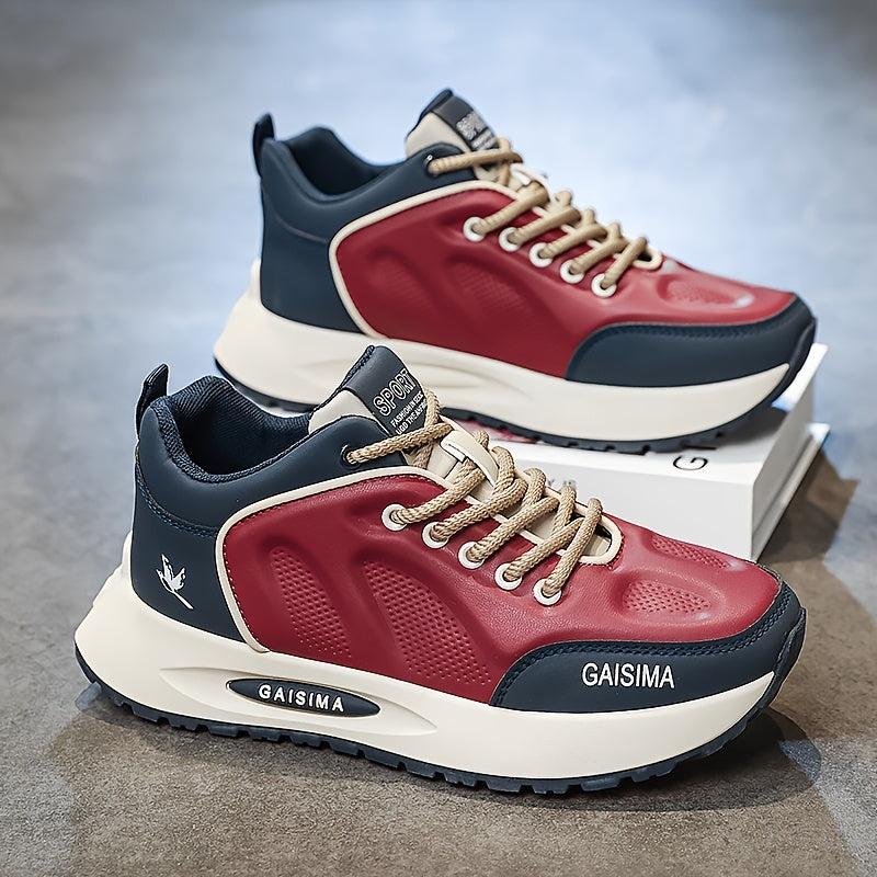 Men's Breathable Casual Sneakers - Trendy Dad Shoes with Thick Sole, Lace-Up, Mid-Top Design for Running  Fashion