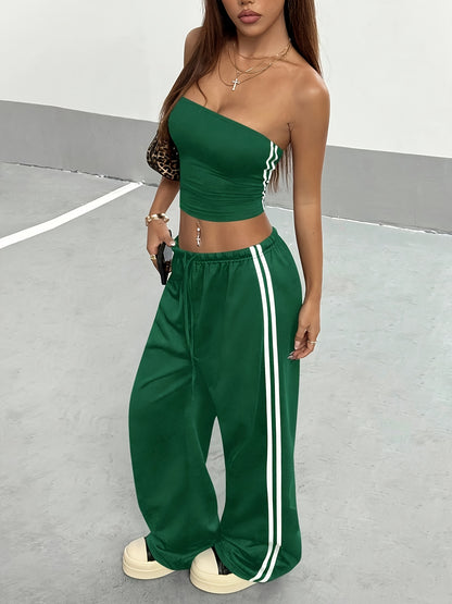 Y2K Chest Compression Top and High-Elasticity Long Pants Set