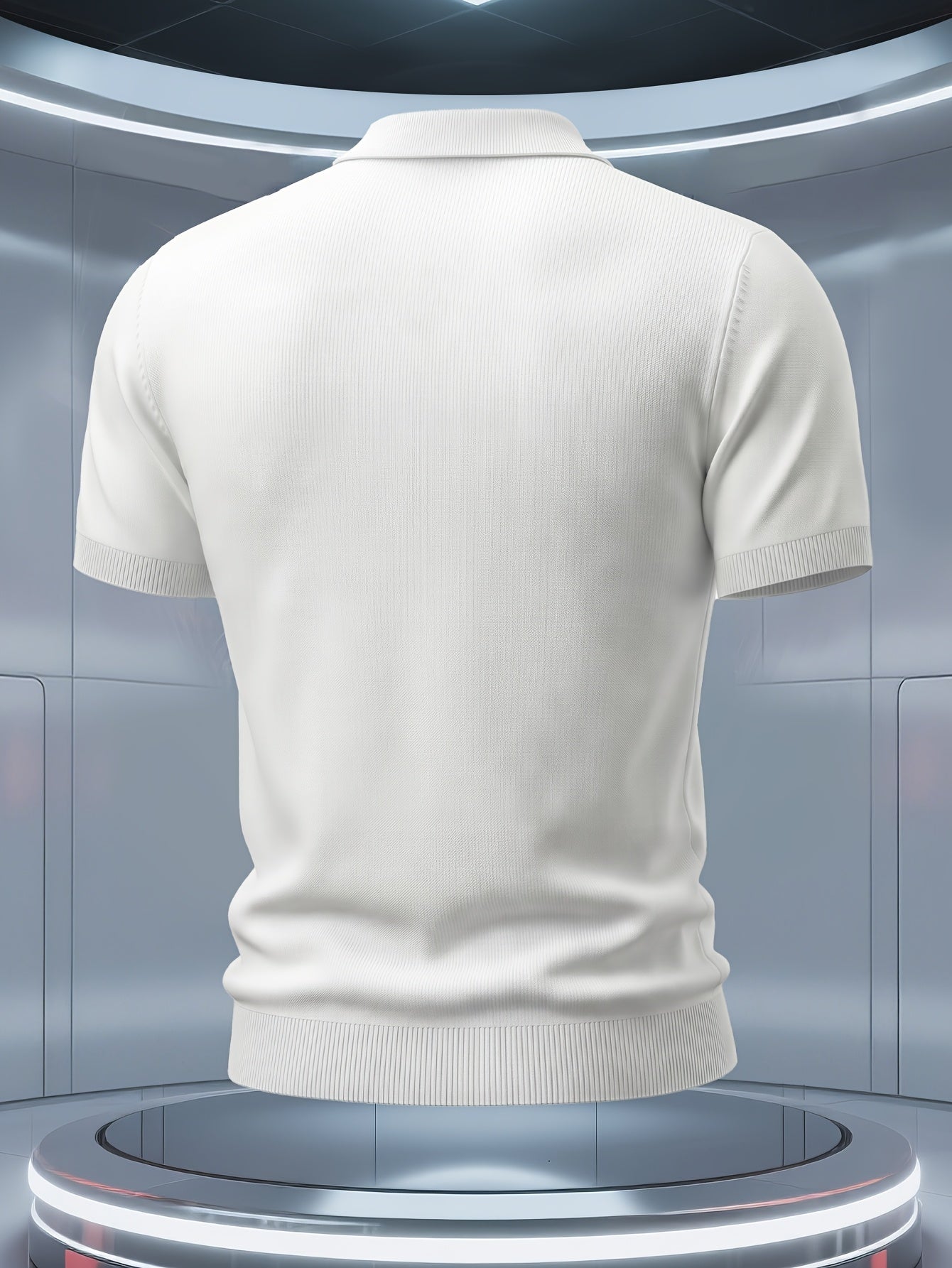 Men's Knit Short-Sleeve Polo Shirt with Breathable Mesh Design