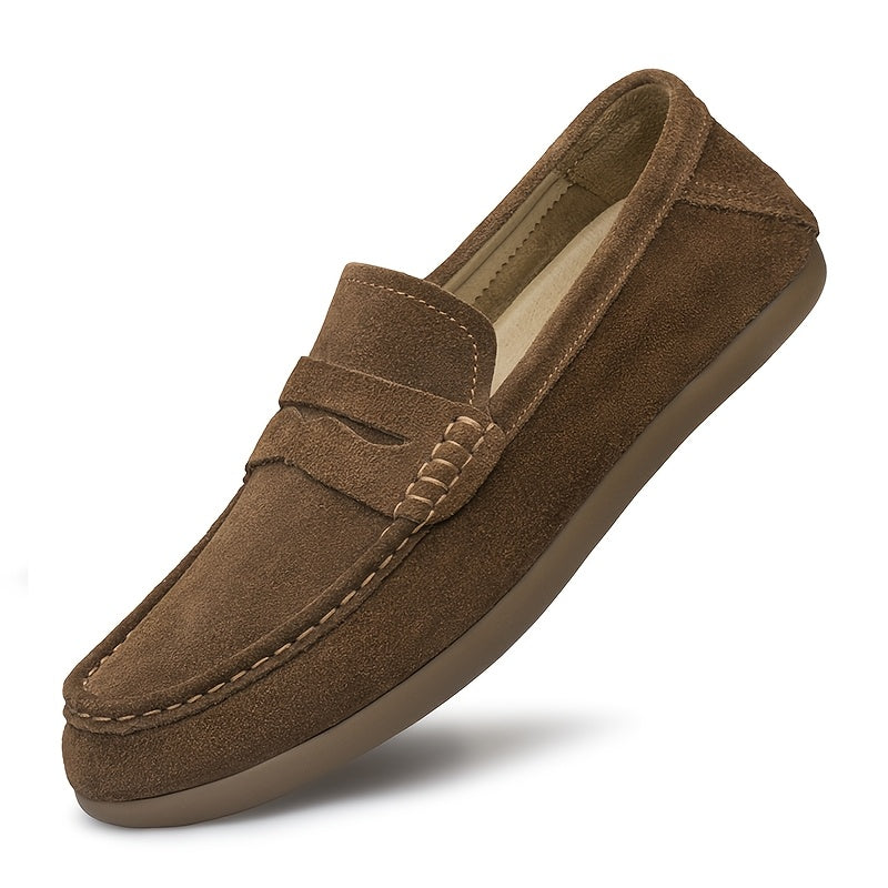 Men's Wide Fit Casual Suede Loafers Comfortable Slip-On Flats