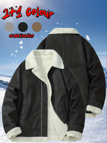 Men's Heavy-Duty Winter Bomber Jacket with - Full-Zip Workwear Coat, Collar & Full-Zip Front, Full-Zip Closure (No Bulk), Golden-Tone Button-like Closure, Hand Washable - Tan/Beige/Brown/Pink/Gray/Purple