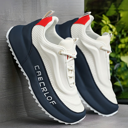 Men's Casual Lace-Up Basketball Shoes, Classic White and Blue Contrast Sneakers, Offering a Breathable, Lightweight, and Comfortable Feel with Shock Absorption and Wear Resistance. Suitable for All-season Casual and Daily Spo - ayq