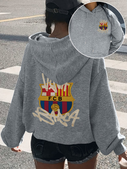 Women's Casual Graphic-Print Hooded Sweatshirt for Fall Winter