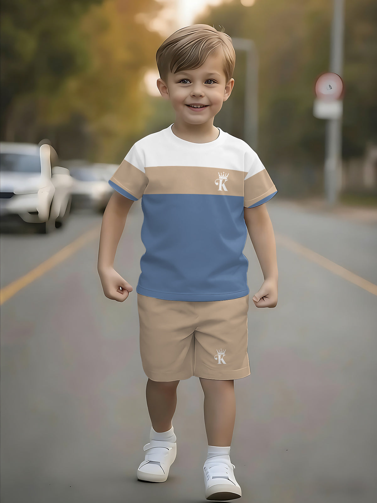 Boys' Summer Casual Short Sleeve Tee and Shorts Set - ayq