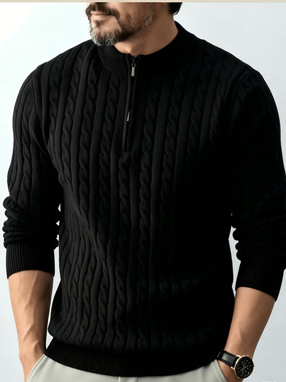 Men's Casual Quarter-Zip Knit Pullover for Spring and Fall