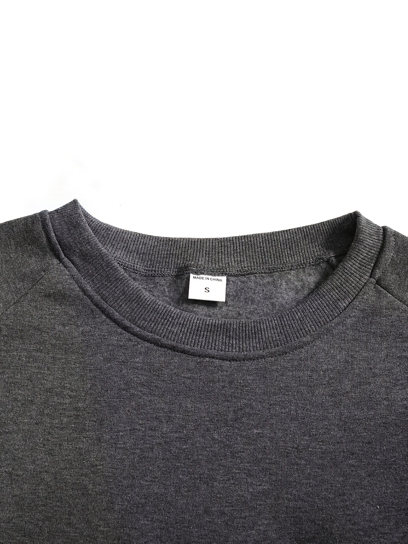 Men's Casual Crew Neck Black Print Sweatshirt for Spring/Fall