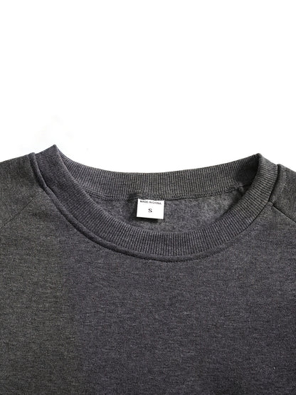 Men's Casual Crew Neck Black Print Sweatshirt for Spring/Fall