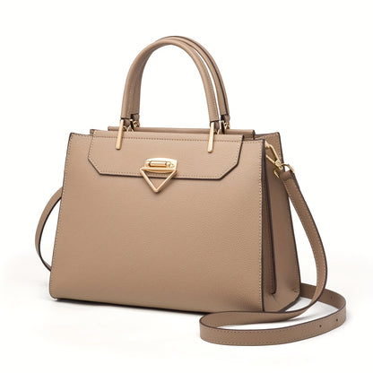 Large Capacity Vintage Women's Leather Handbag with Adjustable Strap