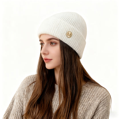 Women’s Warm Embroidered Acrylic Winter Hat, Thick Knit Cap