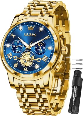 OLEVS Men’s Luxury Stainless Steel Dress Watch with Chronograph