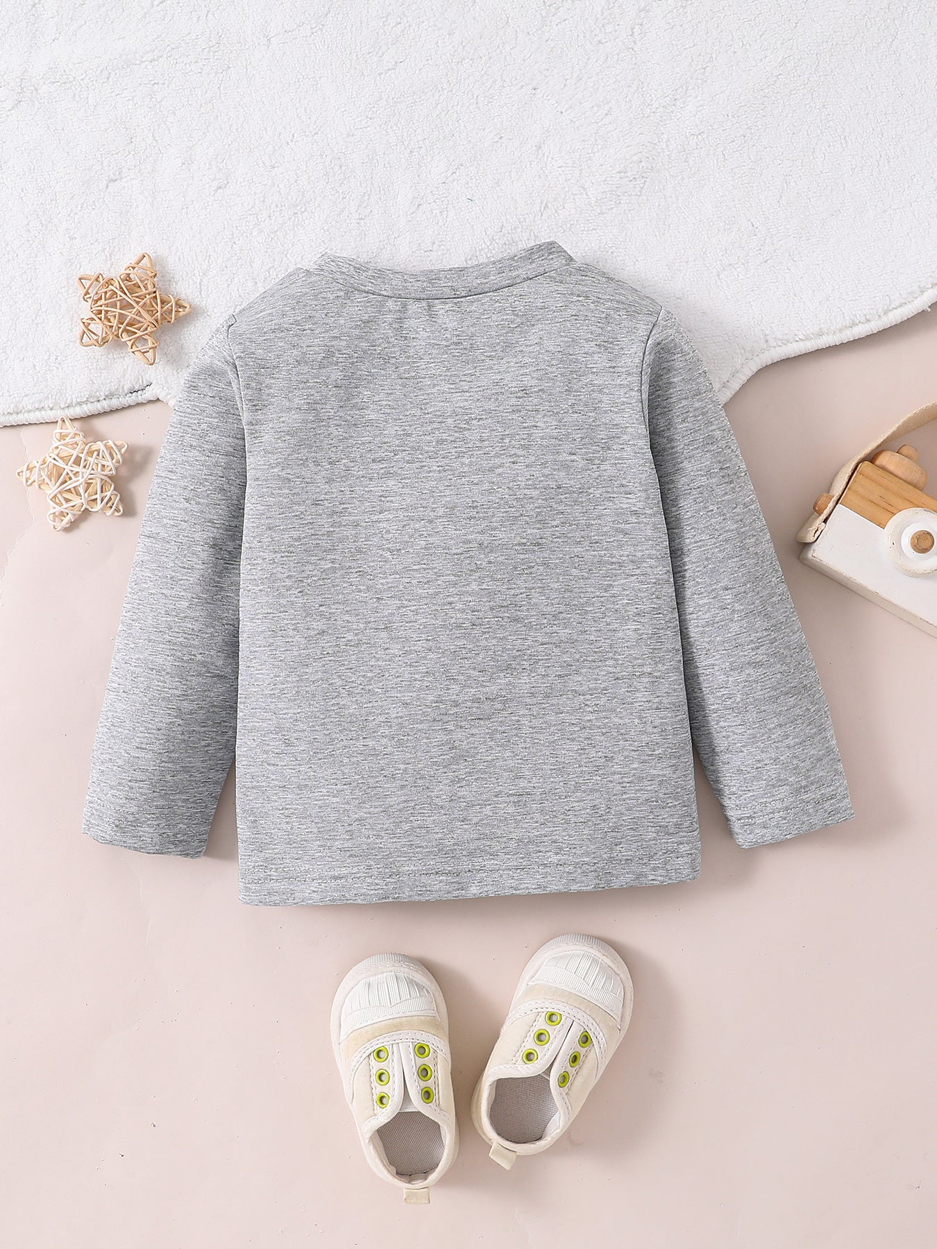 Boys' Casual Long-Sleeve Elephant Print Cotton T-Shirt for Fall