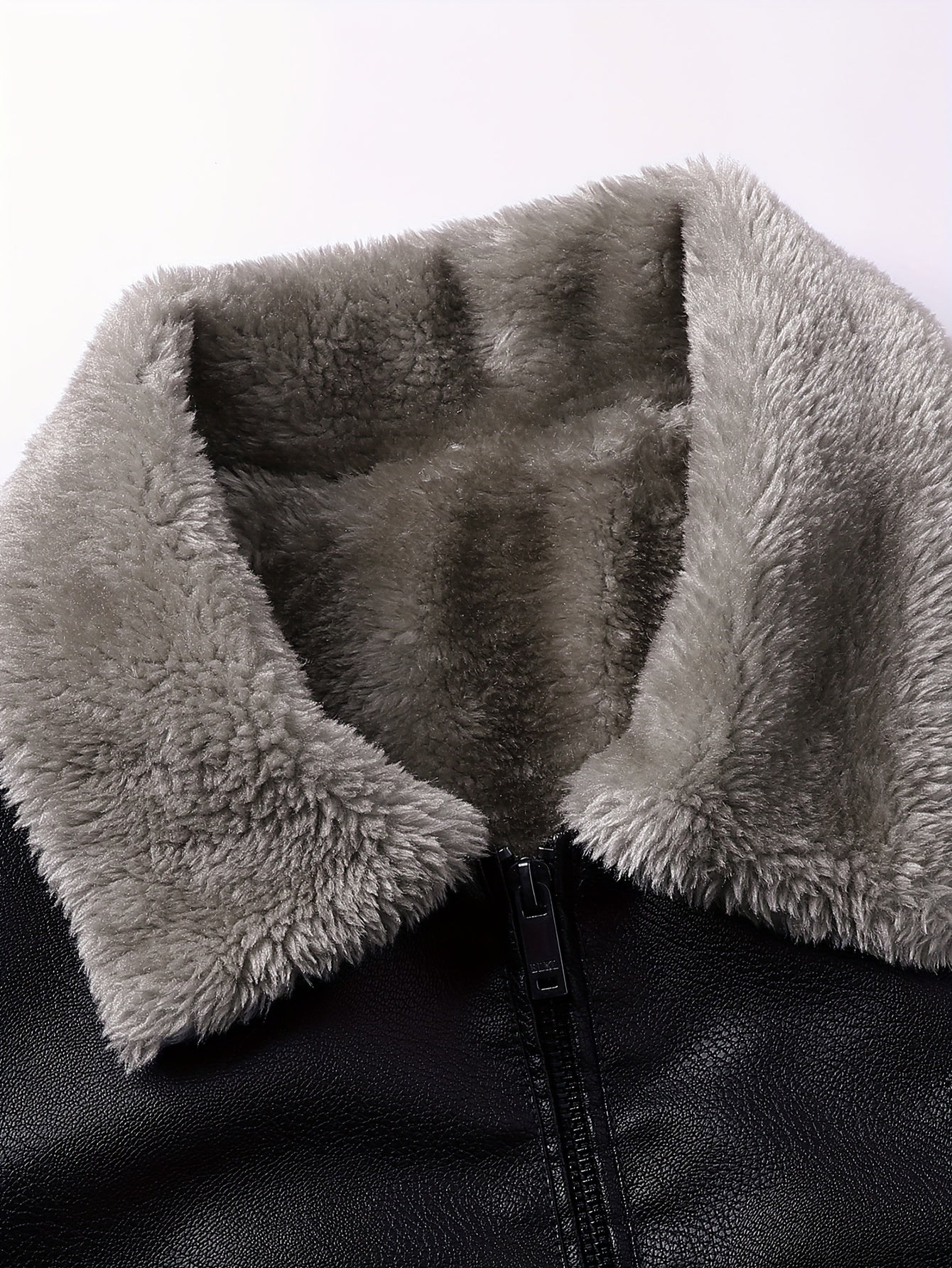 Siji Dou OBM Men's Coat, New Autumn/Winter Fleece-Lined Jacket with Faux Fur Collar, Trendy Casual Jacket for Men